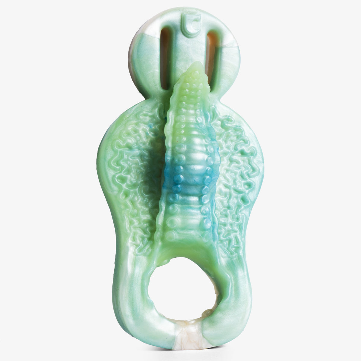 The Tentacle Grinder II Cock Ring - Medium Firmness - Ready Made - Silky, back view, platinum-cure silicone cock ring