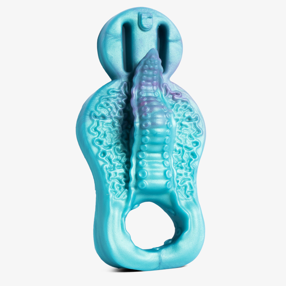 The Tentacle Grinder II Cock Ring - Squishy Firmness - Ready Made - Silky, front view, platinum-cure silicone cock ring