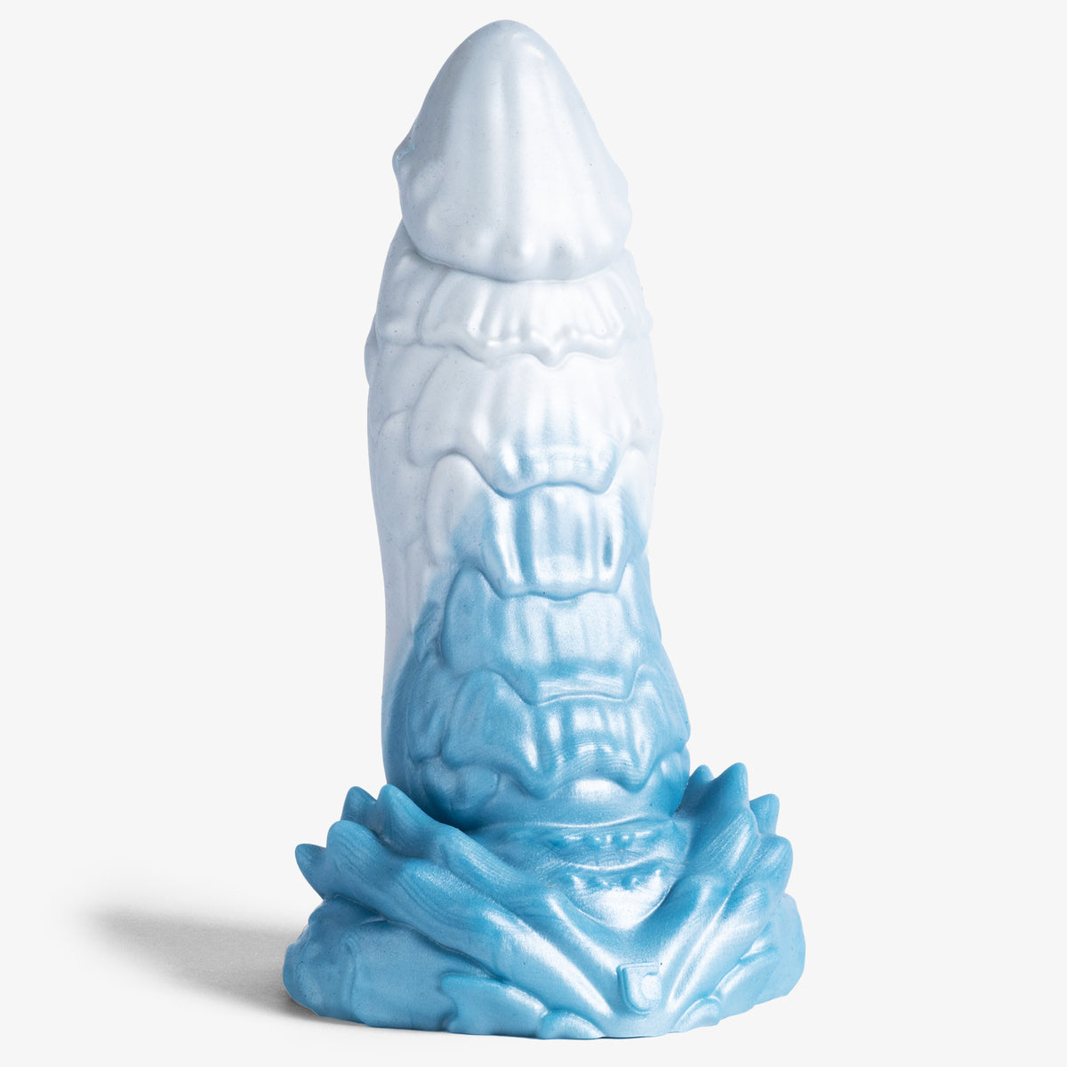 The Dragon: Scale Dildo - Small Size - Super Soft Firmness - Ready Made - Almost Perfect, front view, platinum-cure silicone dildo