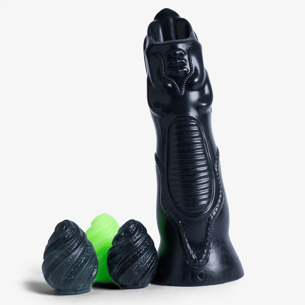 Xenomorph Ovipositor - Super Soft Firmness - Almost Perfect - Ready Made, size comparison next to a 330ml can, platinum-cure silicone dildo