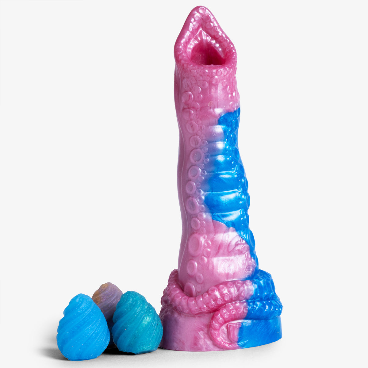Tentacle Ovipositor - Small Size - Super Soft Firmness - Ready Made, front view with eggs, platinum-cure silicone dildo