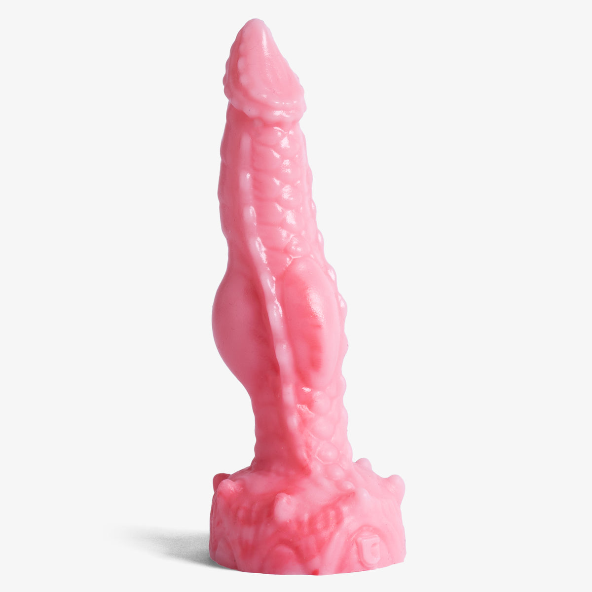 The Dragon: Knot II Dildo - X Small Size - Super Soft Firmness - Ready Made - Almost Perfect, front view, platinum-cure silicone dildo