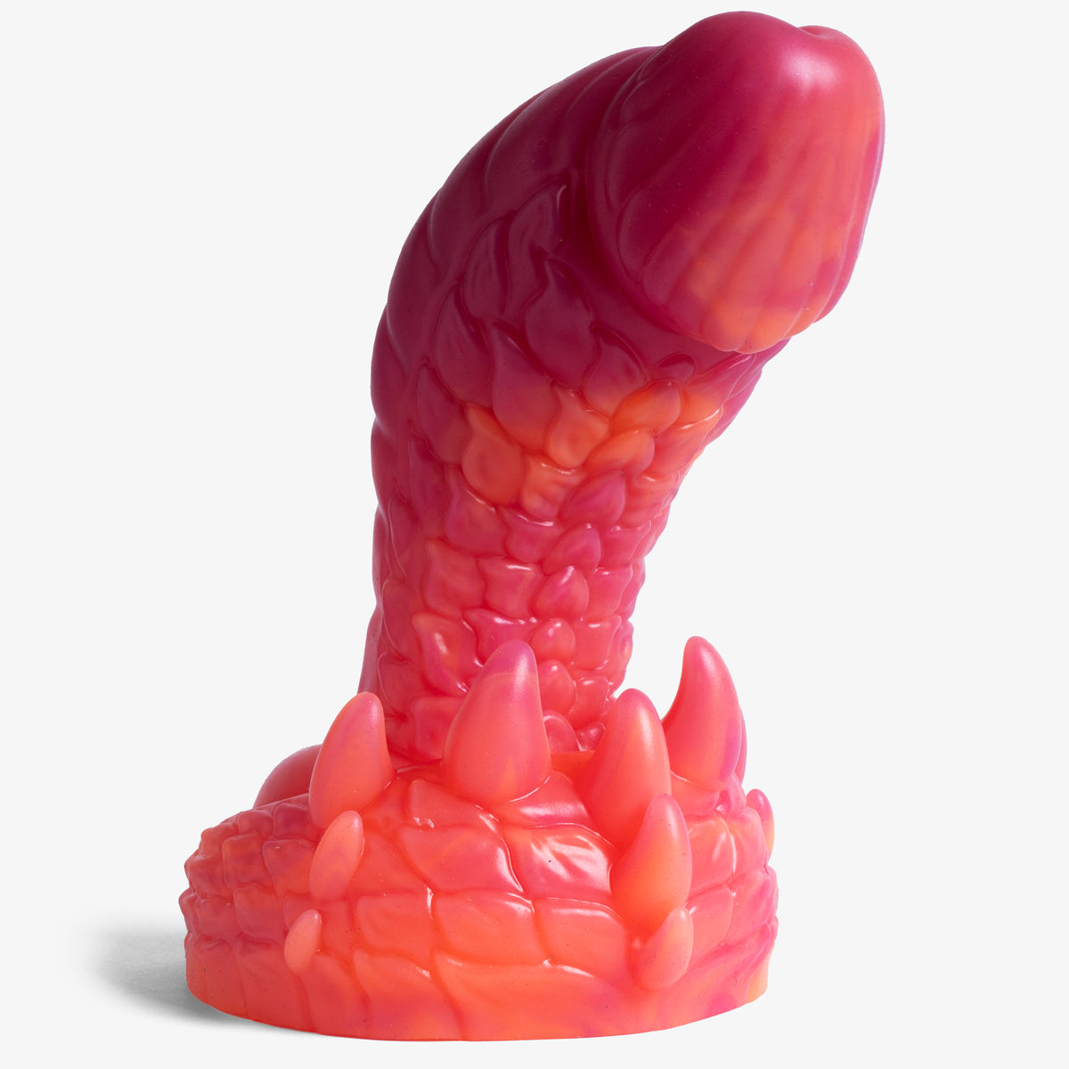 The Dragon: Scale II Dildo - Large Size - Super Soft Firmness - Ready Made, angled view, platinum-cure silicone dildo