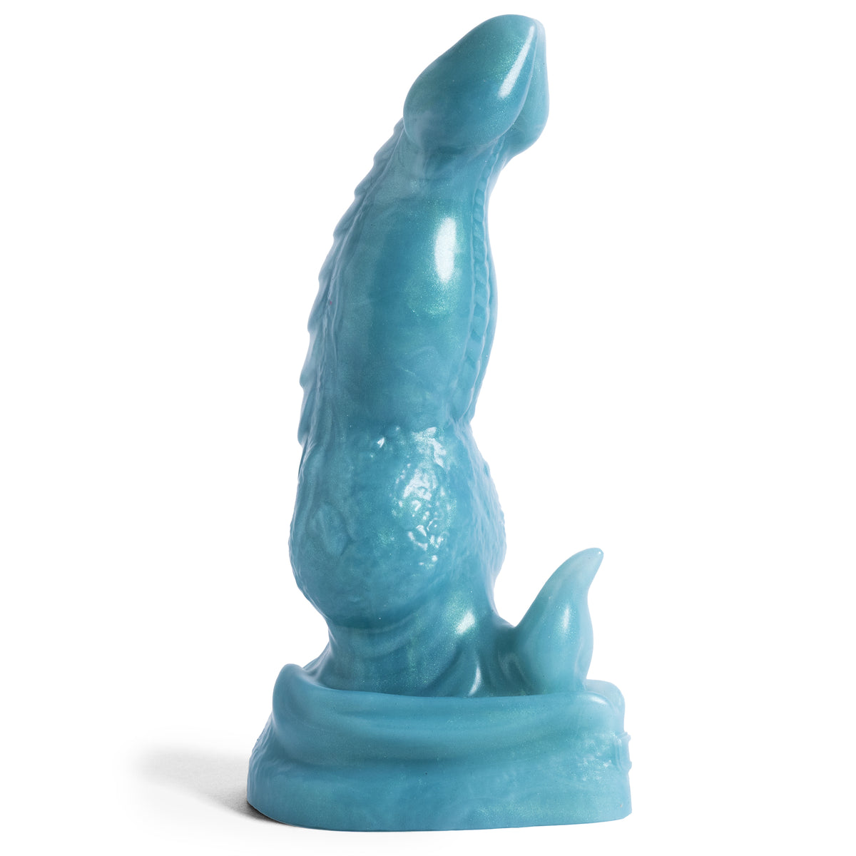 The Dragon: Knot IV Dildo - Small Size - Medium Firmness - Ready Made, angled view, platinum-cure silicone dildo