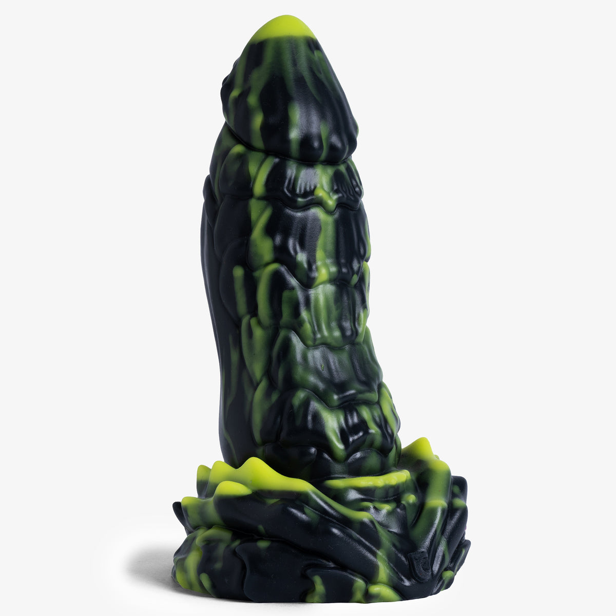 The Dragon: Scale Dildo - Medium Size - Super Soft Firmness - Ready Made, front view, platinum-cure silicone dildo
