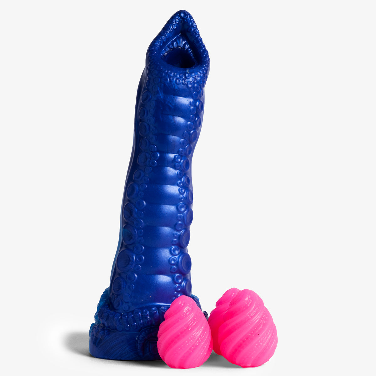 The Tentacle Ovipositor - Medium Size - Super Soft Firmness - Ready Made, front view with eggs, platinum-cure silicone ovipositor