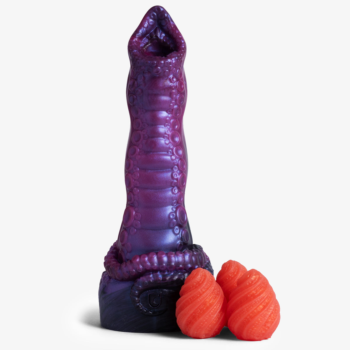 The Tentacle Ovipositor - Small Size - Super Soft Firmness - Ready Made - Almost Perfect, size comparison next to a 330ml can, platinum-cure silicone ovipositor