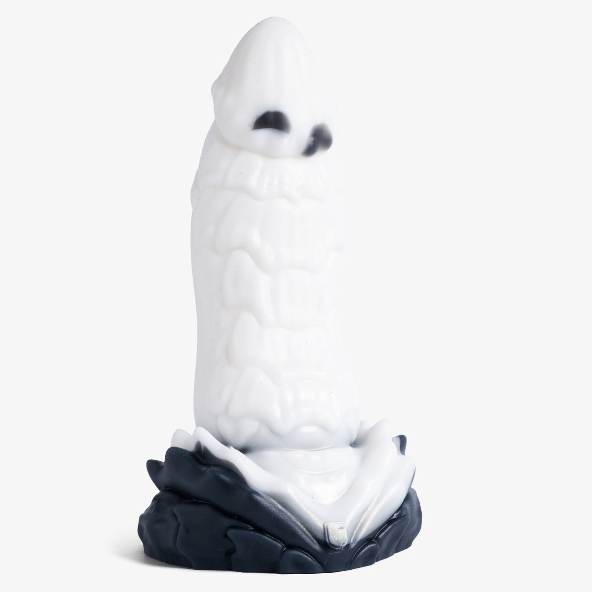 The Dragon: Scale Dildo - Small Size - Super Soft Firmness - Ready Made, side angle view, platinum-cure silicone dildo