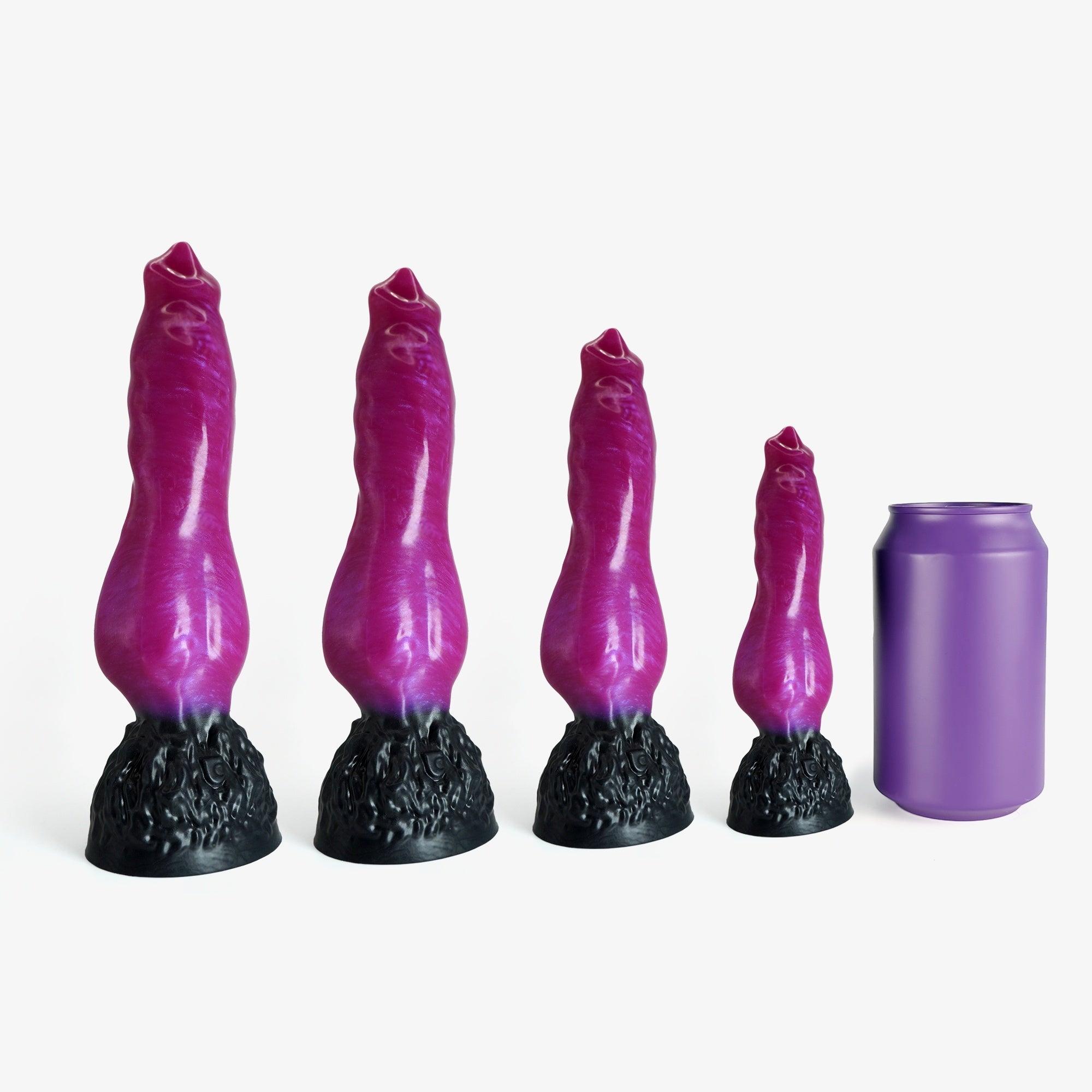 The knot ii dildo size comparison next to 330ml can.