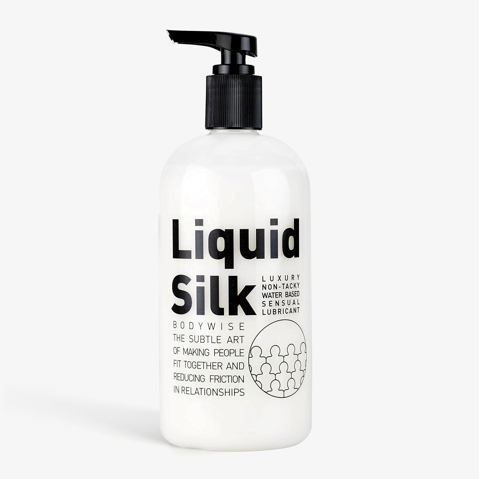 Liquid silk water-based lubricant 8.45oz/250ml lubricant front.