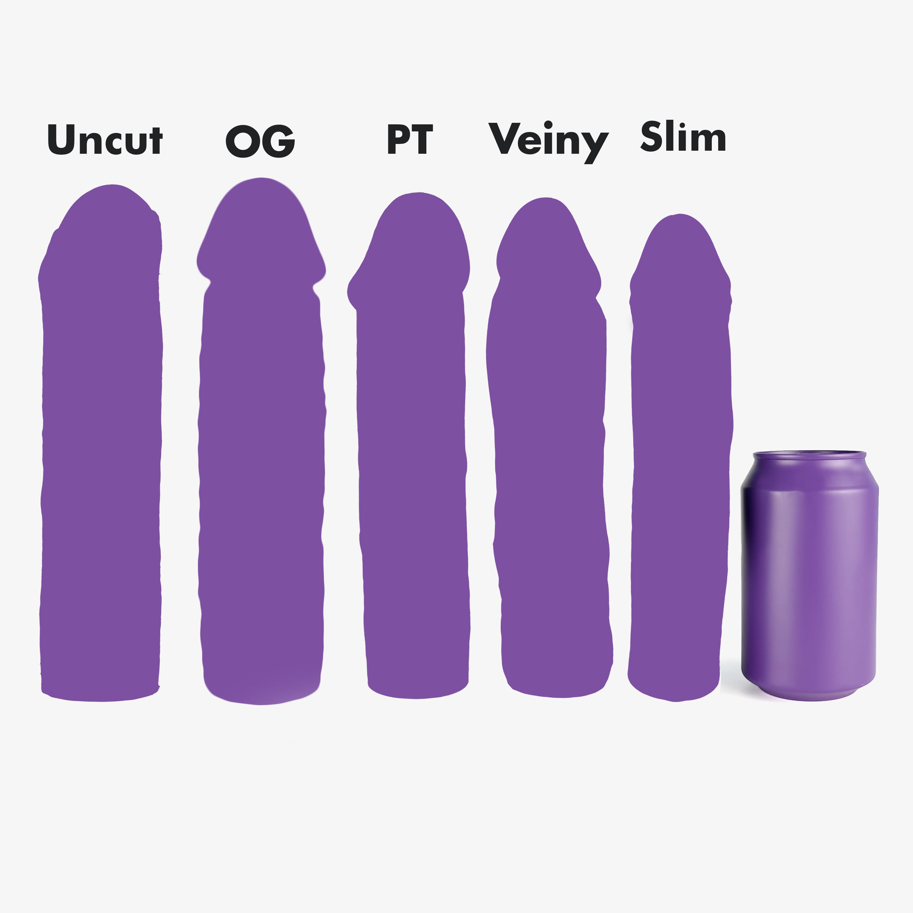 The made to measure uncut penis extender size comparison next to 330ml can.