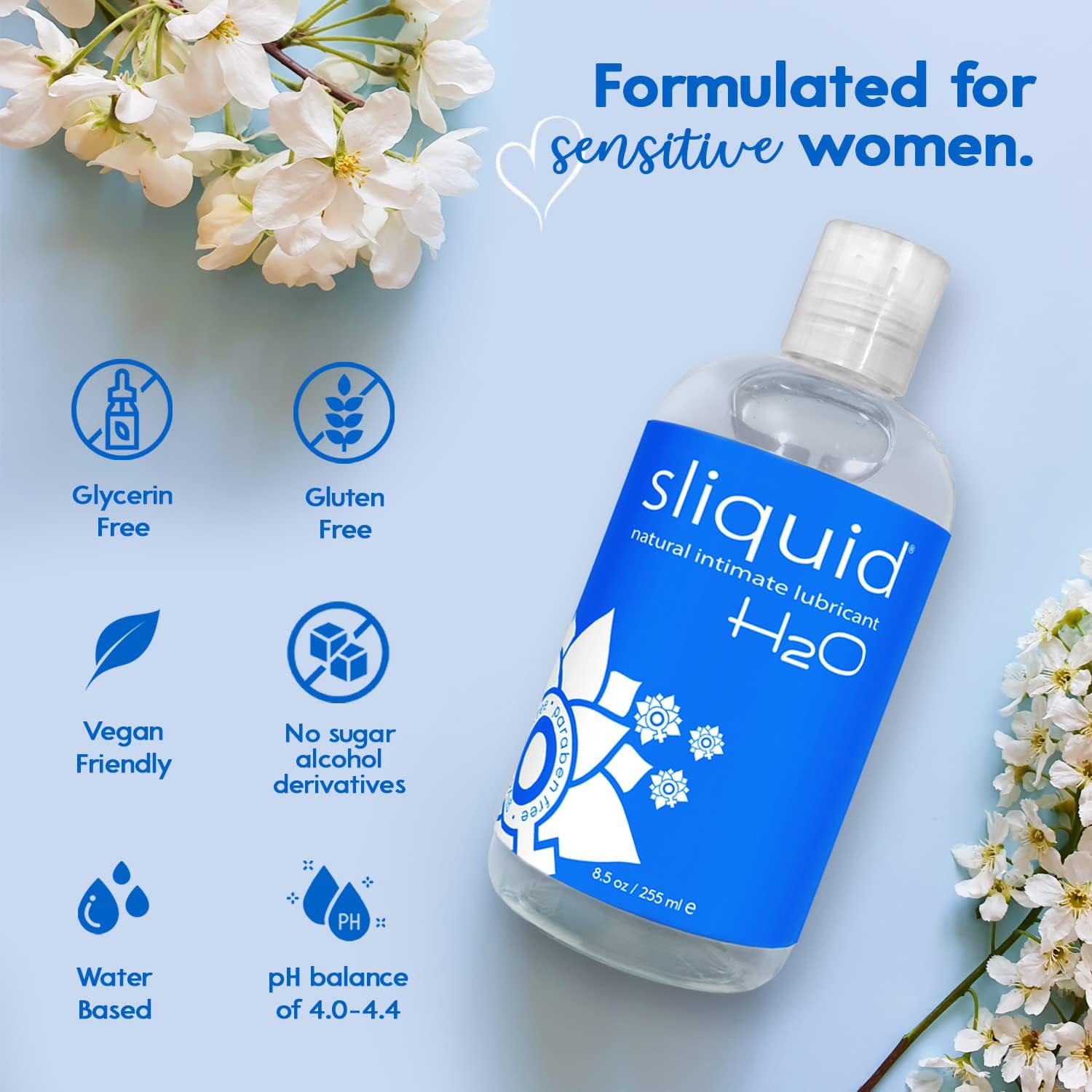 Sliquid h2o original water-based lubricant 8.5oz/255ml unique selling points.