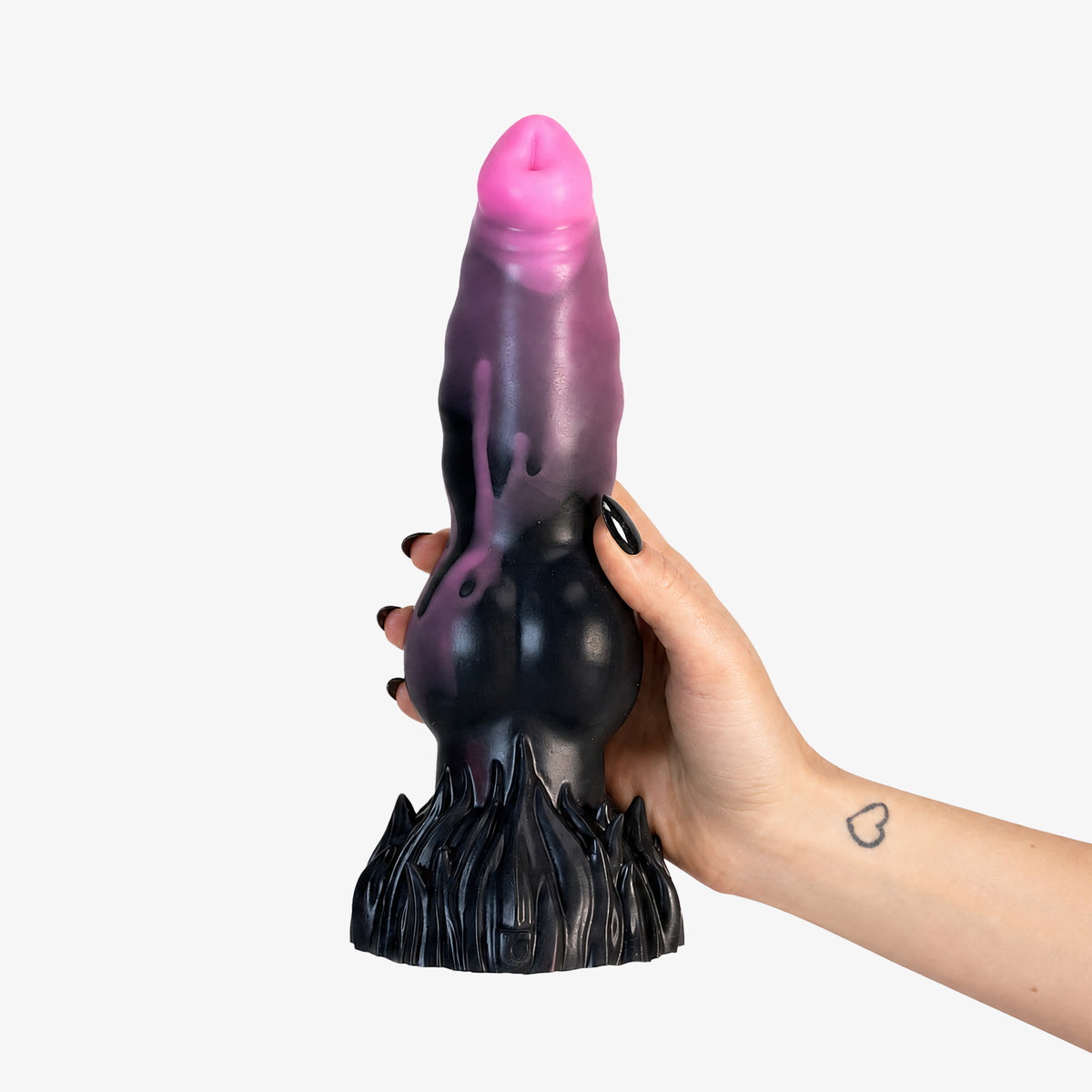 The Knot IV Dildo, held in hand, shot 4, platinum-cure silicone dildo