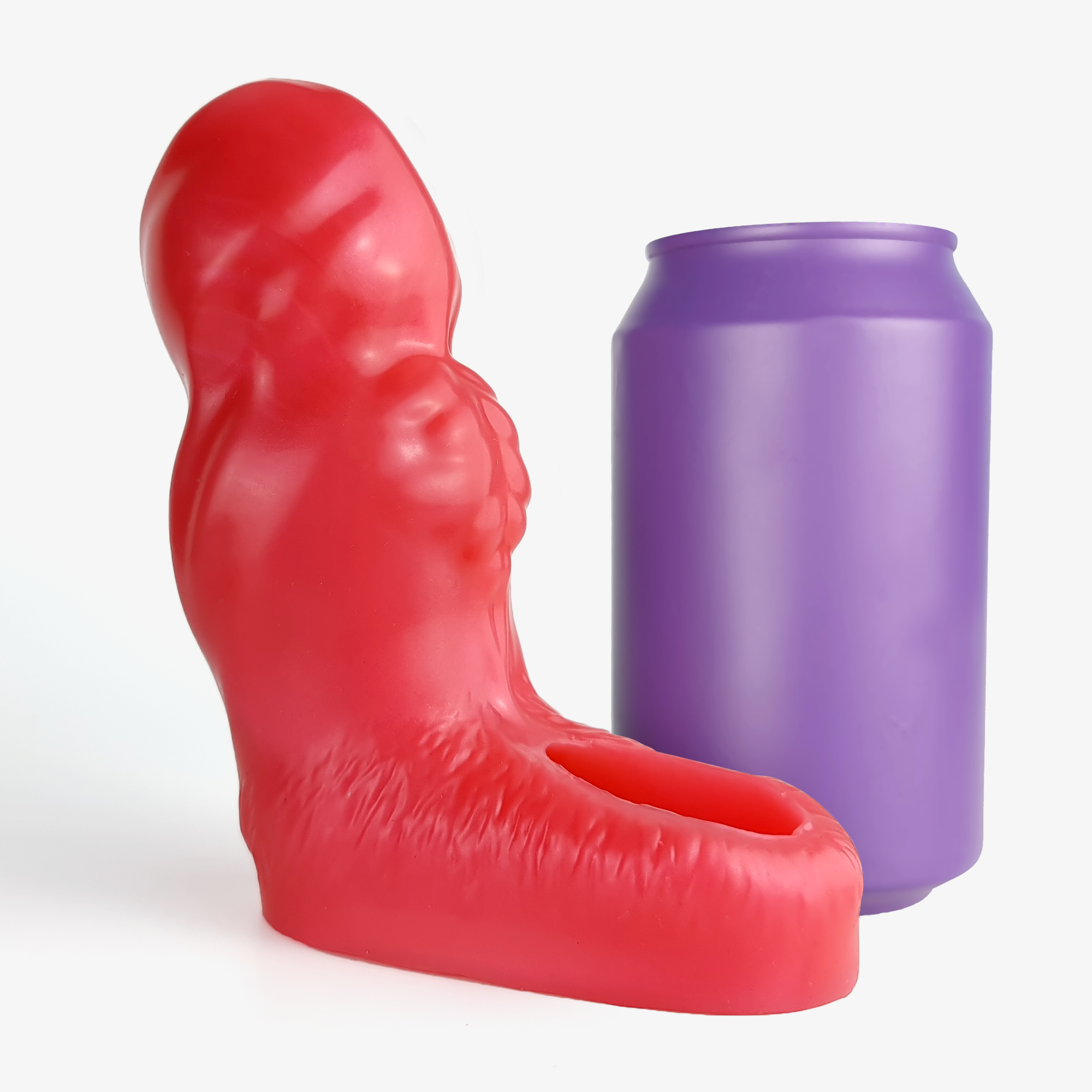 The double knot sheath size comparison next to 330ml can.