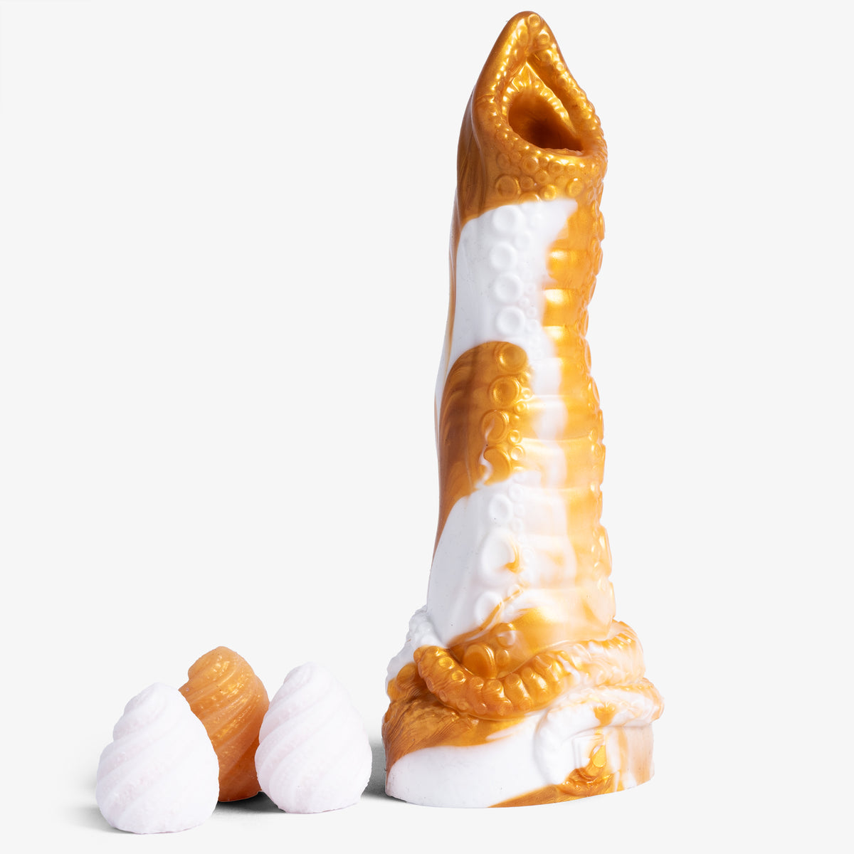 Tentacle Ovipositor - Small Size - Super Soft Firmness - Ready Made, front view with eggs, platinum-cure silicone dildo
