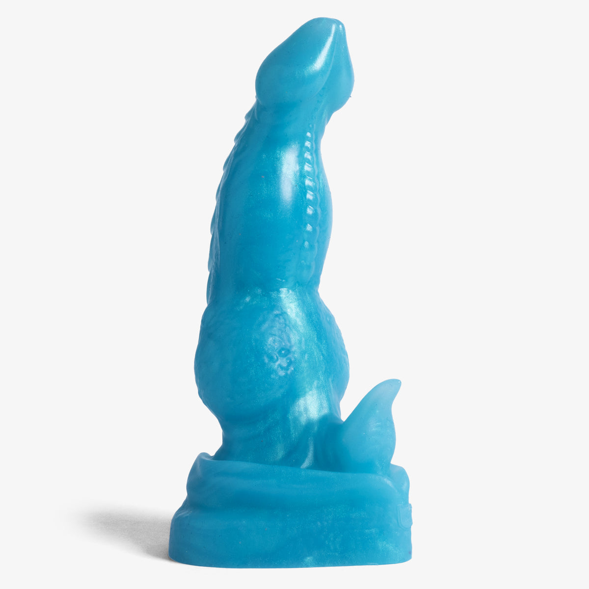 The Dragon: Knot IV Dildo - X Small Size - Super Soft Firmness - Ready Made, side angle view, platinum-cure silicone dildo