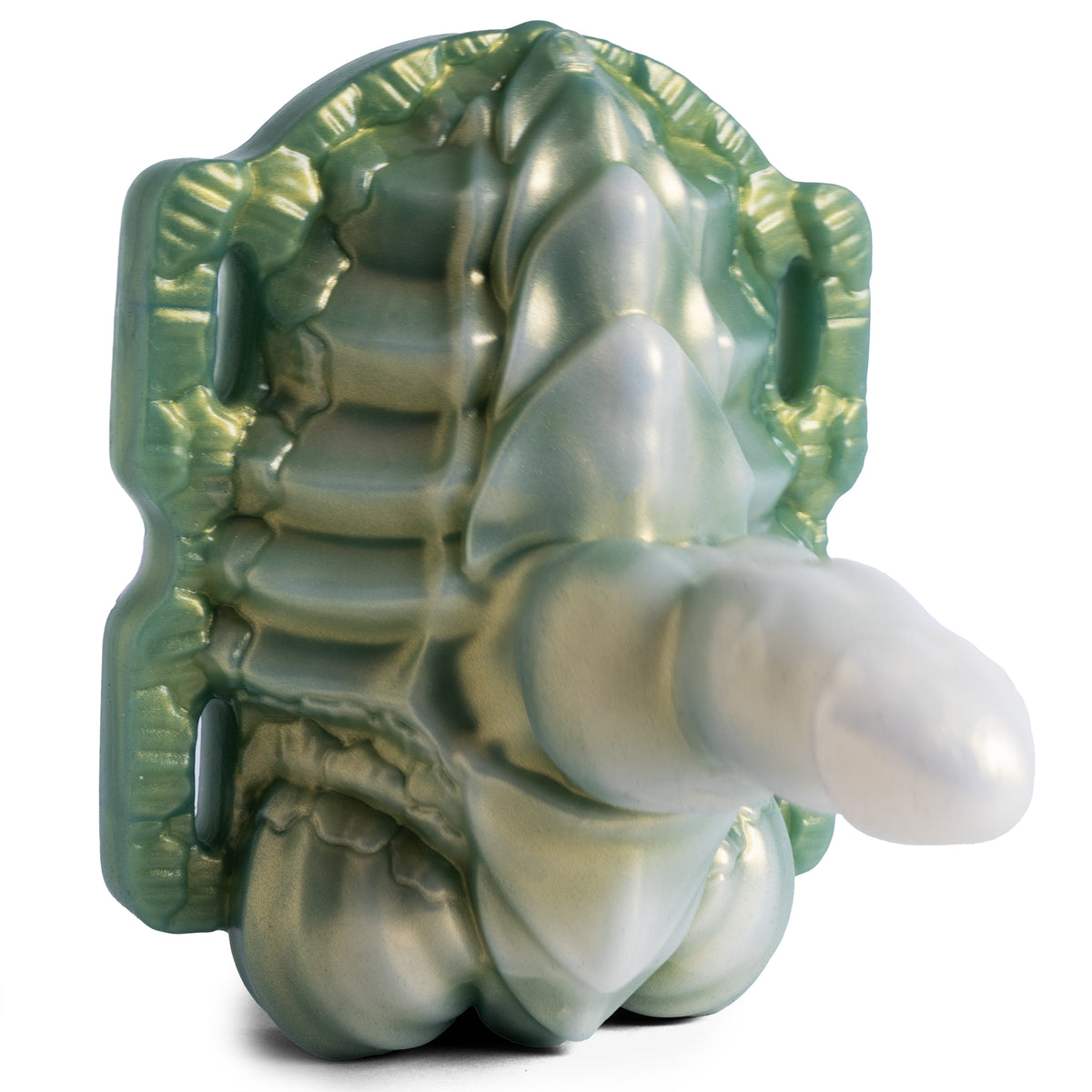 The Dragon Rider Grinder - Super Soft Firmness - Ready Made, back angle view, platinum-cure silicone grinder
