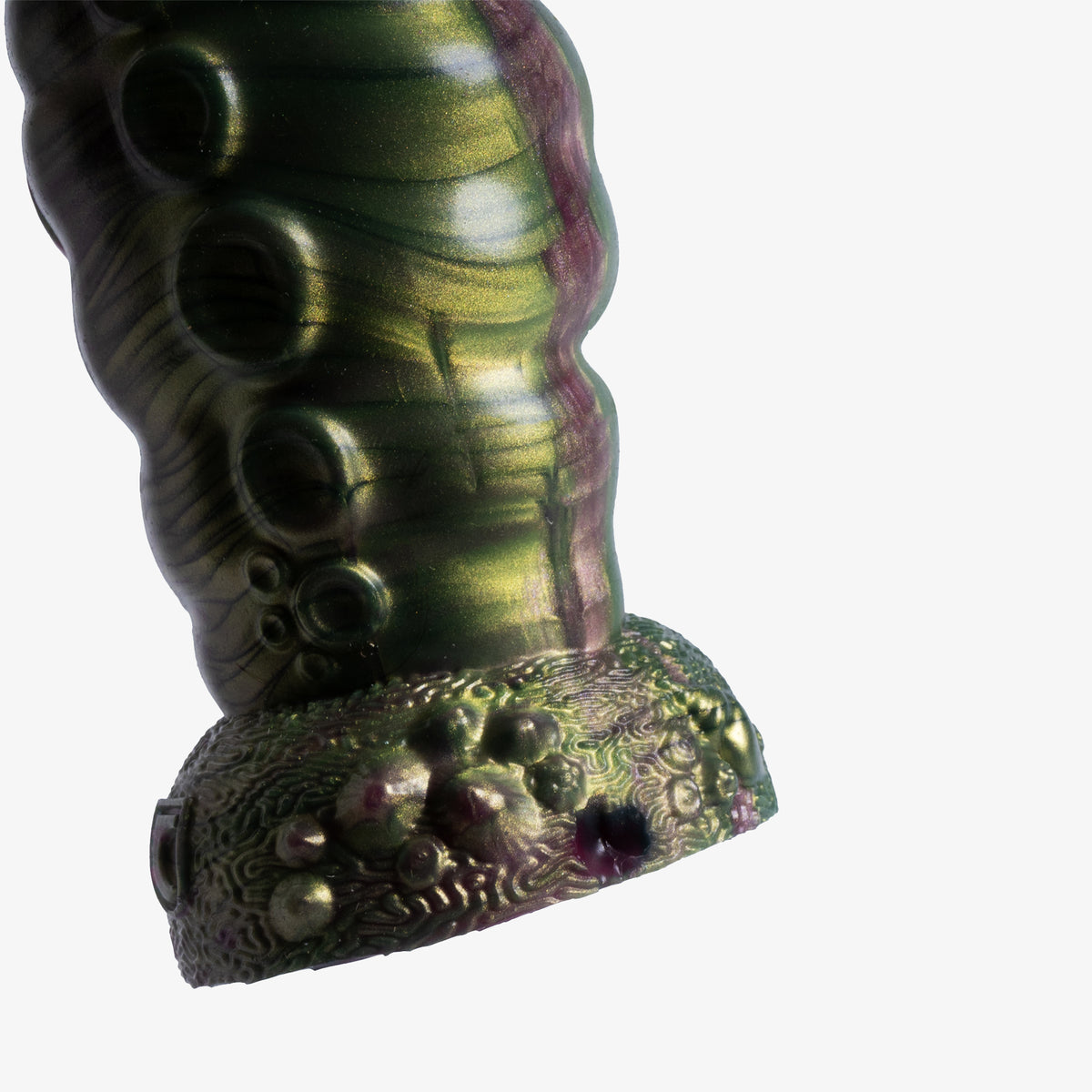 The Tentacle: Knot Dildo - Small Size - Super Soft Firmness - Ready Made - Almost Perfect, close-up of the base, platinum-cure silicone dildo