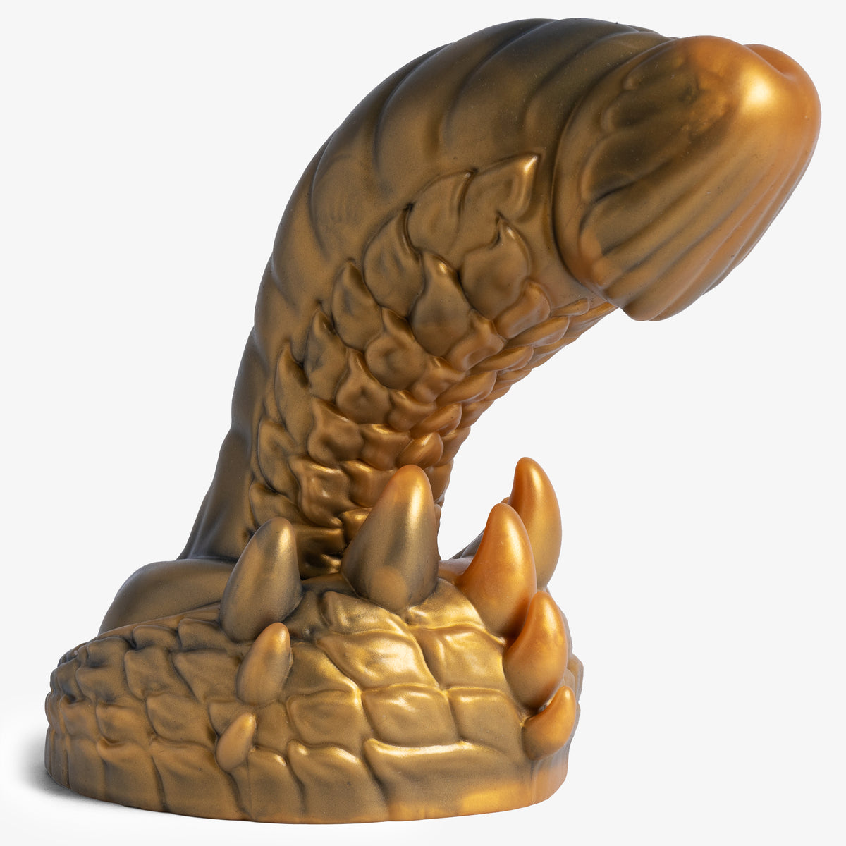 The Dragon: Scale II Dildo - Large Size - Super Soft Firmness - Ready Made, angled view, platinum-cure silicone dildo