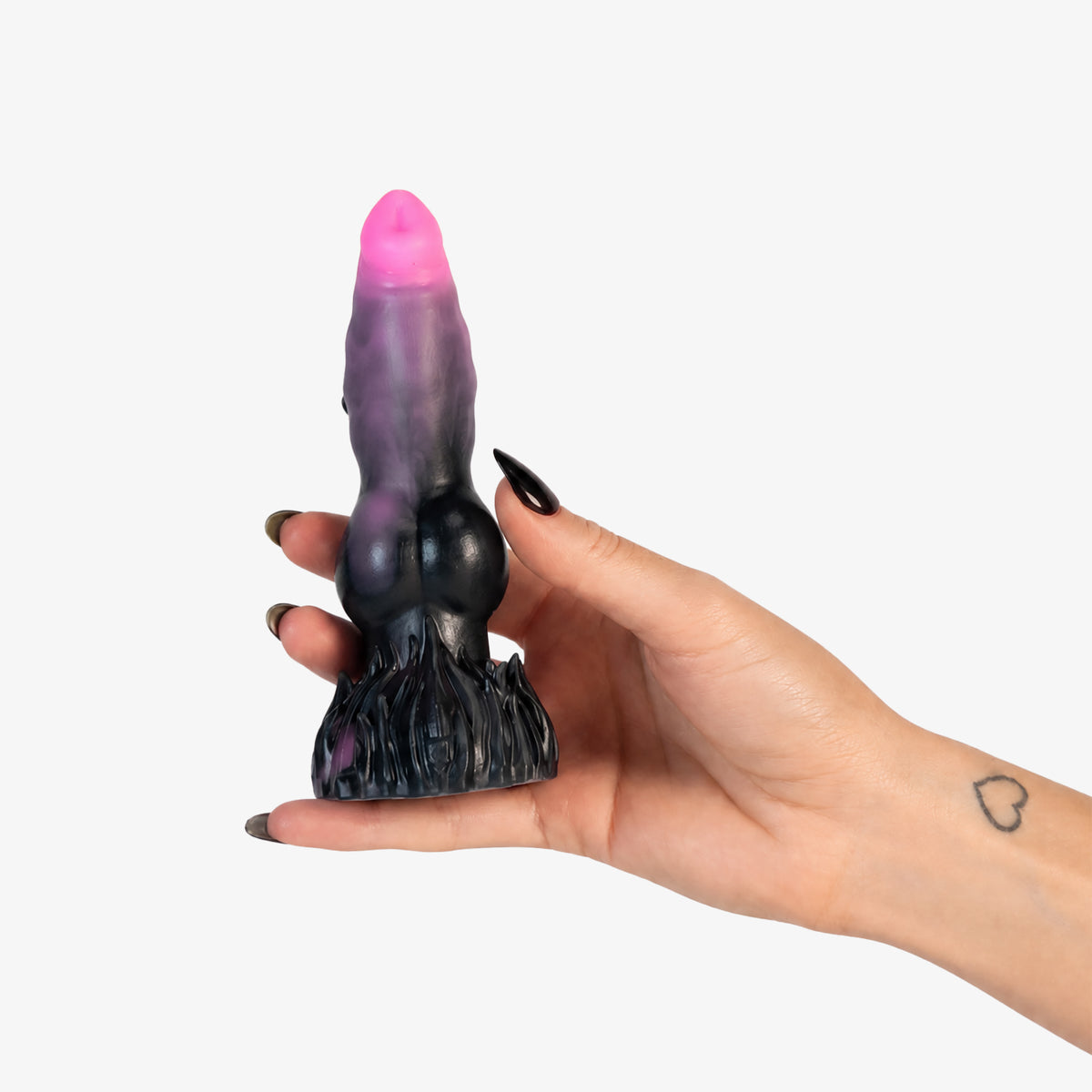 The Knot IV Dildo, held in hand, shot 3, platinum-cure silicone dildo